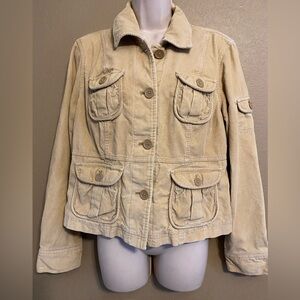 Y2K Aéropostale Tan Corduroy Cropped Blazer Jacket Size Large